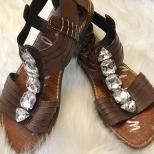 Sam Edelman Galina crystal brown sandals